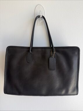 Vintage Coach Black Leather  Tote